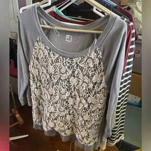 JCP sweater lace detail